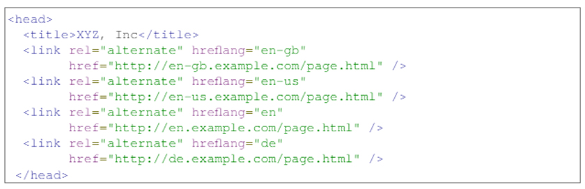 Triển khai Hreflang bằng HTML