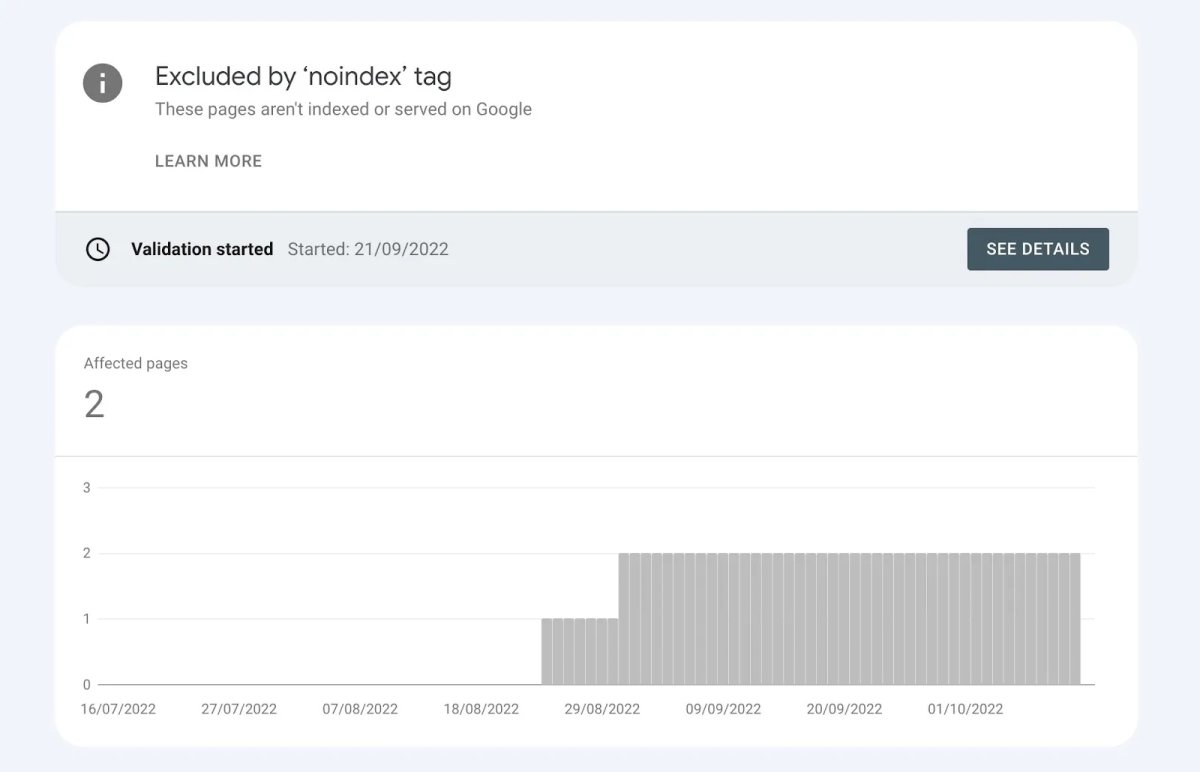 Kiểm tra URL trong Google Search Console có bị loại trừ bởi thẻ Noindex