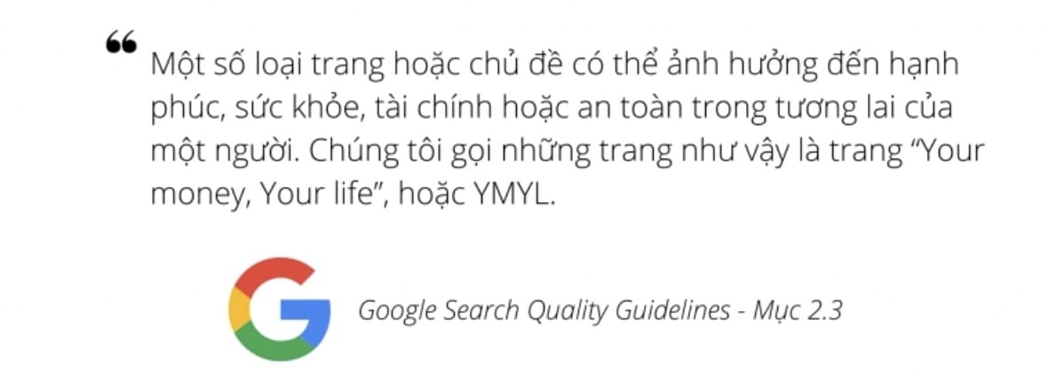 Google nói gì về YMYL?
