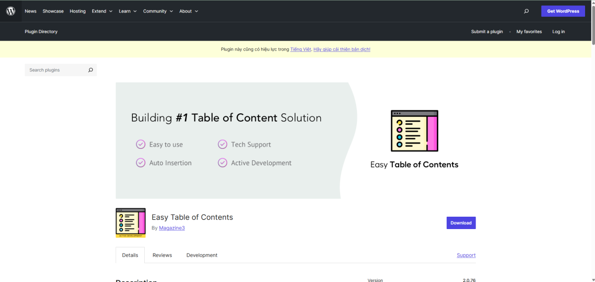 Tạo Table of Content bằng plugin Easy Table of Contents trên Wordpress