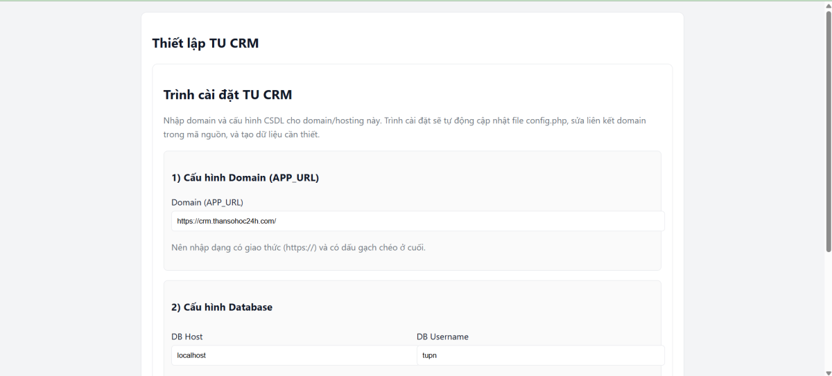 Chạy file setup.php để cài đặt ứng dụng