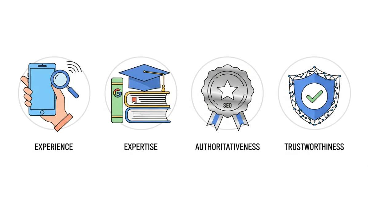 4 trụ cột E-E-A-T &ndash; ti&ecirc;u ch&iacute; v&agrave;ng gi&uacute;p nội dung vượt qua kiểm duyệt chất lượng.