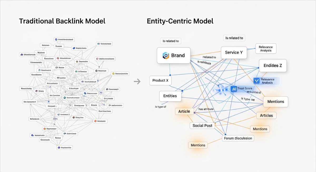 Giá trị backlink không biến mất mà chuyển sang trọng tâm mới: xây dựng entity và brand mentions để được AI Overviews trích dẫn