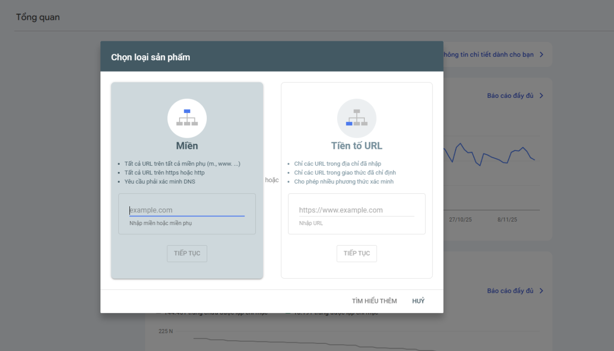 Xác minh website, domain với Google Search Console