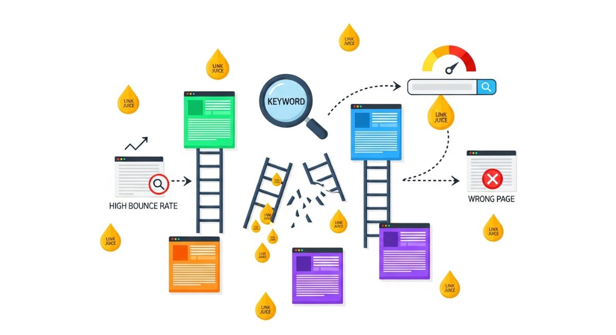 các trang cạnh tranh cùng từ khóa gây mất thứ hạng và chia sẻ traffic.