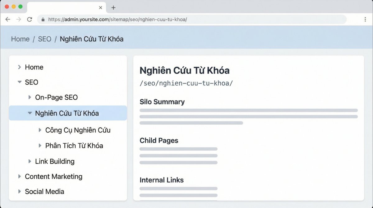 Silo Structure — minh hoạ cách tổ chức URL, menu và breadcrumb theo phân tầng